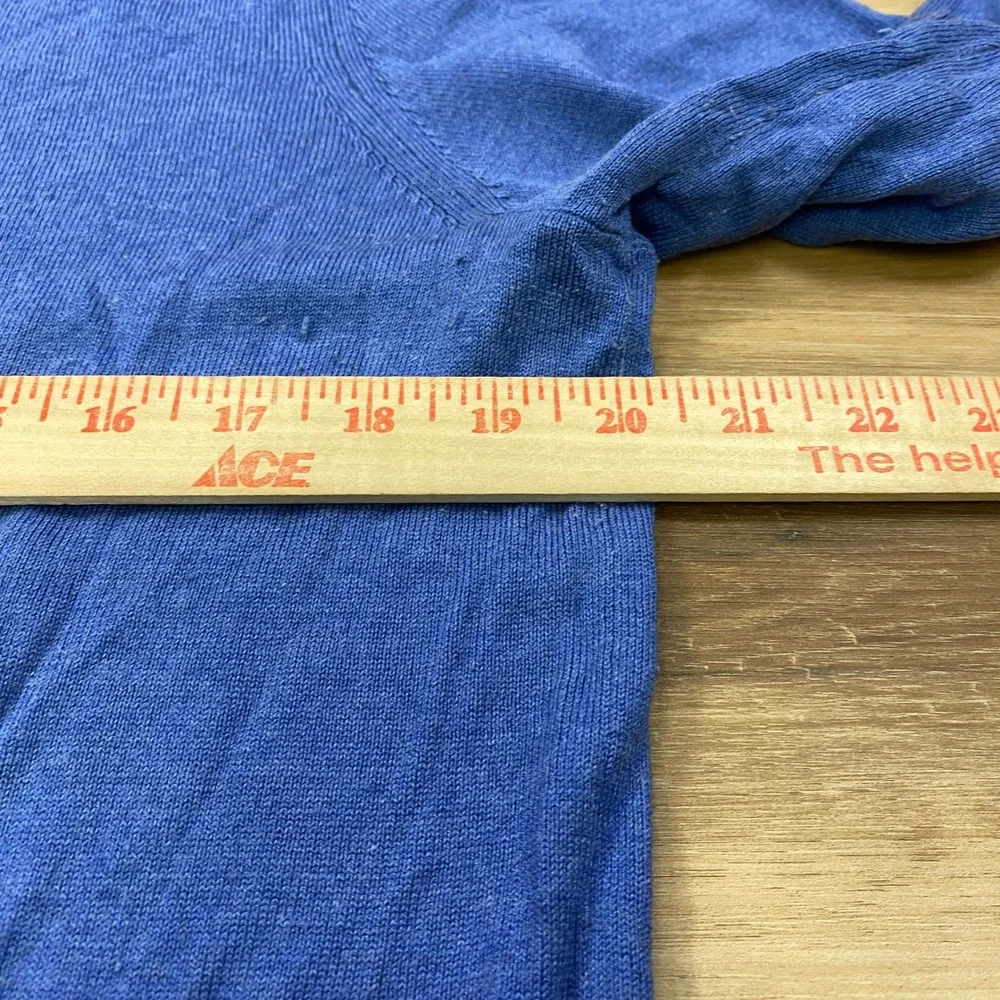 Banana Republic V-Neck Sweater Men M Silk Cashmere Blend Classic Blue Minimalist